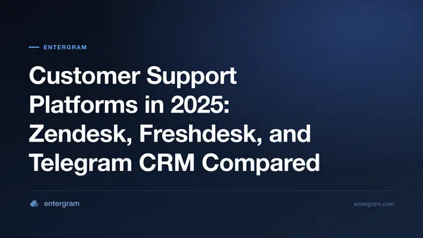 Card image comparing customer support platforms and Telegram CRM