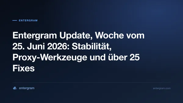 Entergram Update 25. Juni 2026, Stabilitätsverbesserungen, Proxy-Werkzeuge und über 25 Fehlerbehebungen