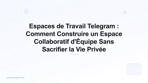 Interface des Espaces de Travail Telegram montrant les fonctionnalités collaboratives d'équipe avec contrôles de confidentialité