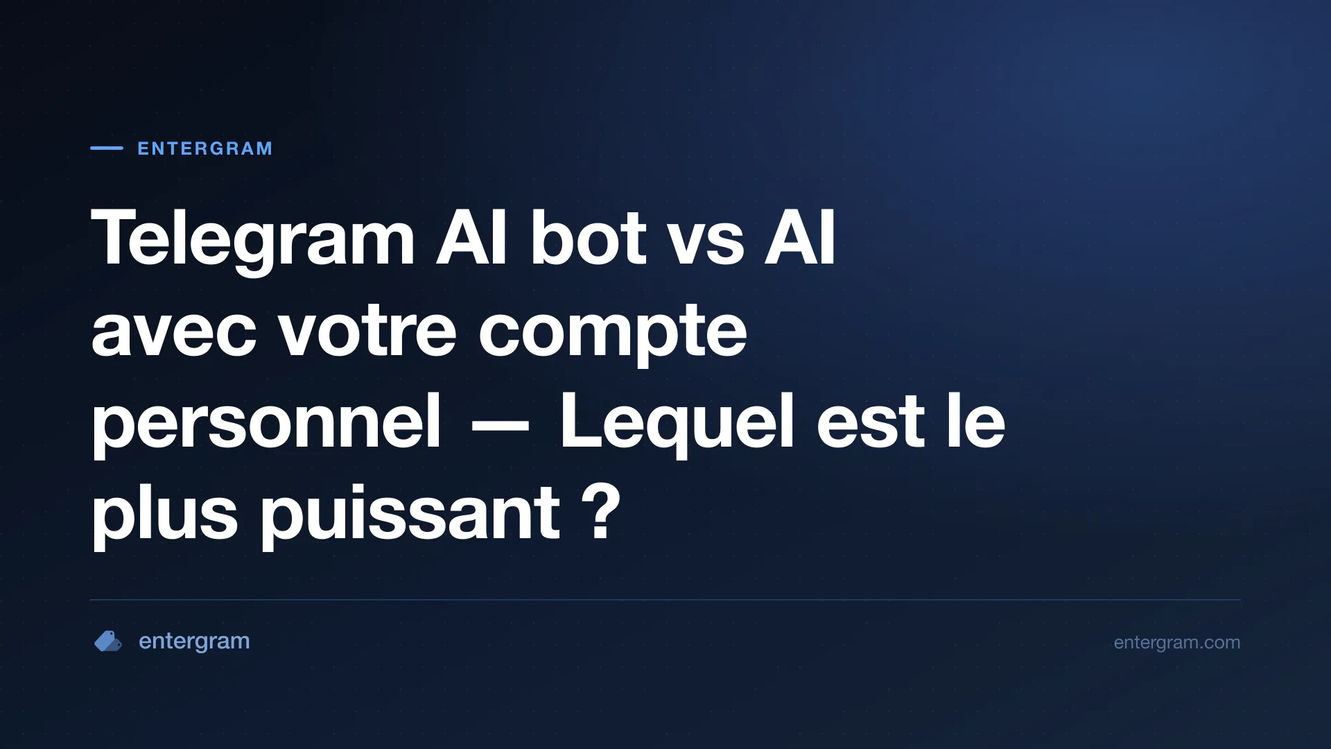 Telegram AI bot vs compte personnel avec MCP