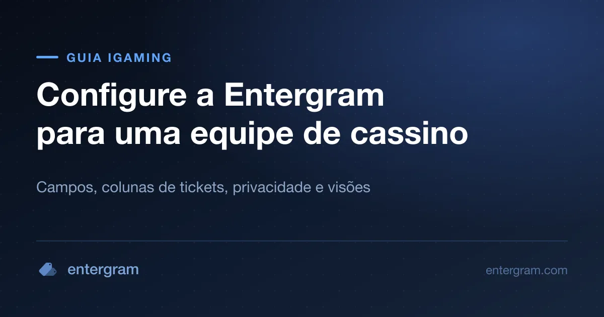 Checklist de configuração de uma mesa de cassino ou iGaming no Entergram, das contas ao SLA e ao analytics