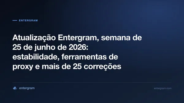 Atualização semanal da Entergram de 25 de junho de 2026 com melhorias de estabilidade, ferramentas de proxy e mais de 25 correções