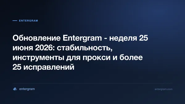 Обновление Entergram 25 июня 2026: стабильность, инструменты для прокси и более 25 исправлений
