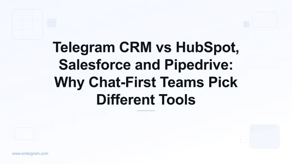 Comparison of Telegram CRM against HubSpot Salesforce and Pipedrive