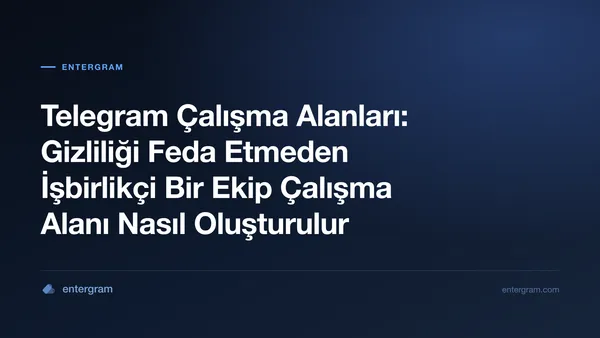 Gizlilik kontrolleriyle işbirlikçi ekip özelliklerini gösteren Telegram Çalışma Alanları arayüzü