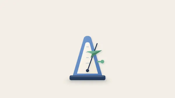 Clay metronome with a small paper plane as its pendulum weight