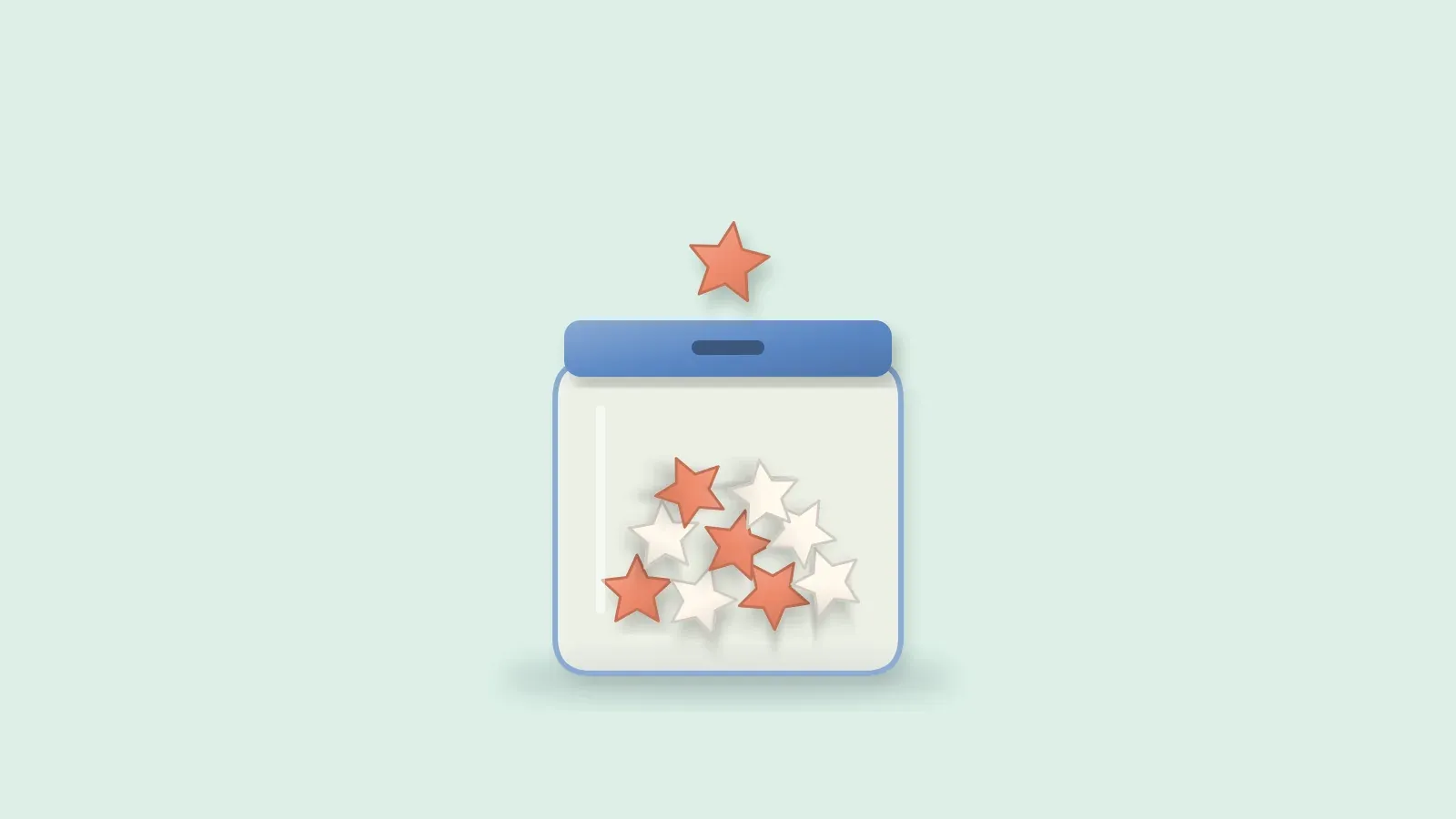 Glass jar of star coins with one star dropping in