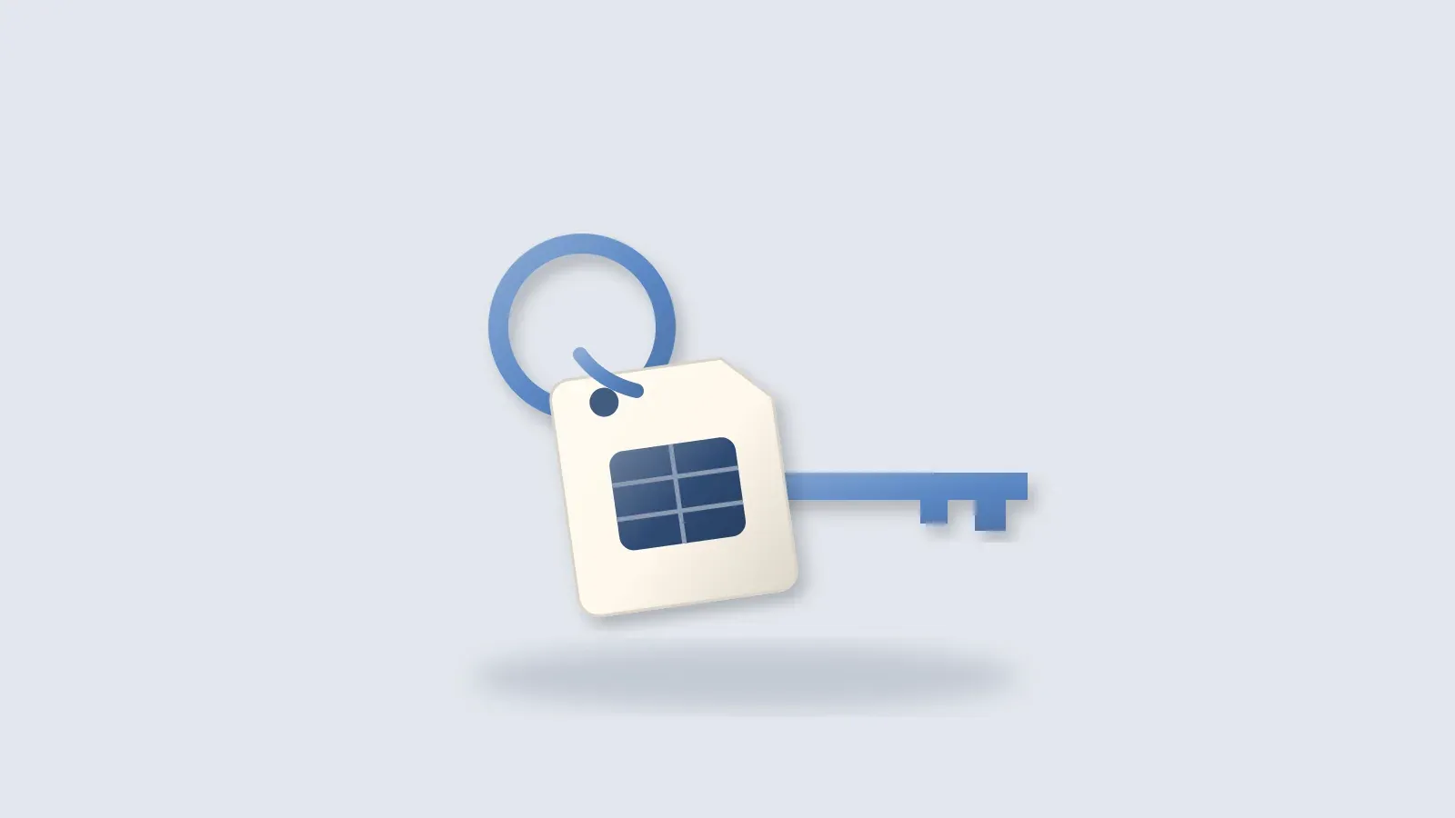 Key on a ring with a SIM card as its handle