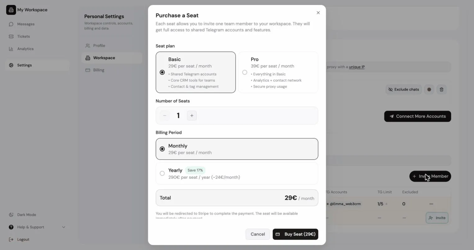 Create workspace entry point in Settings
