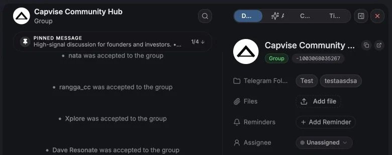 Conversation header and chat actions for Capvise Community