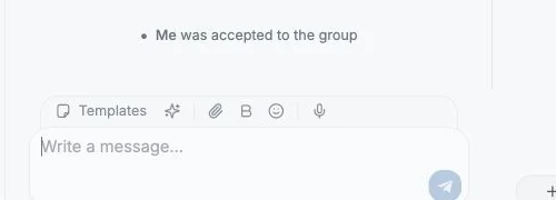Message composer with templates, formatting, attachments, emoji, voice, AI, and send controls