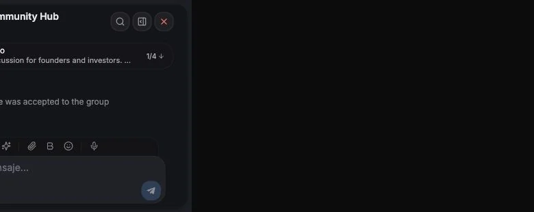 Cabecera de la conversación y acciones de chat de la comunidad Capvise