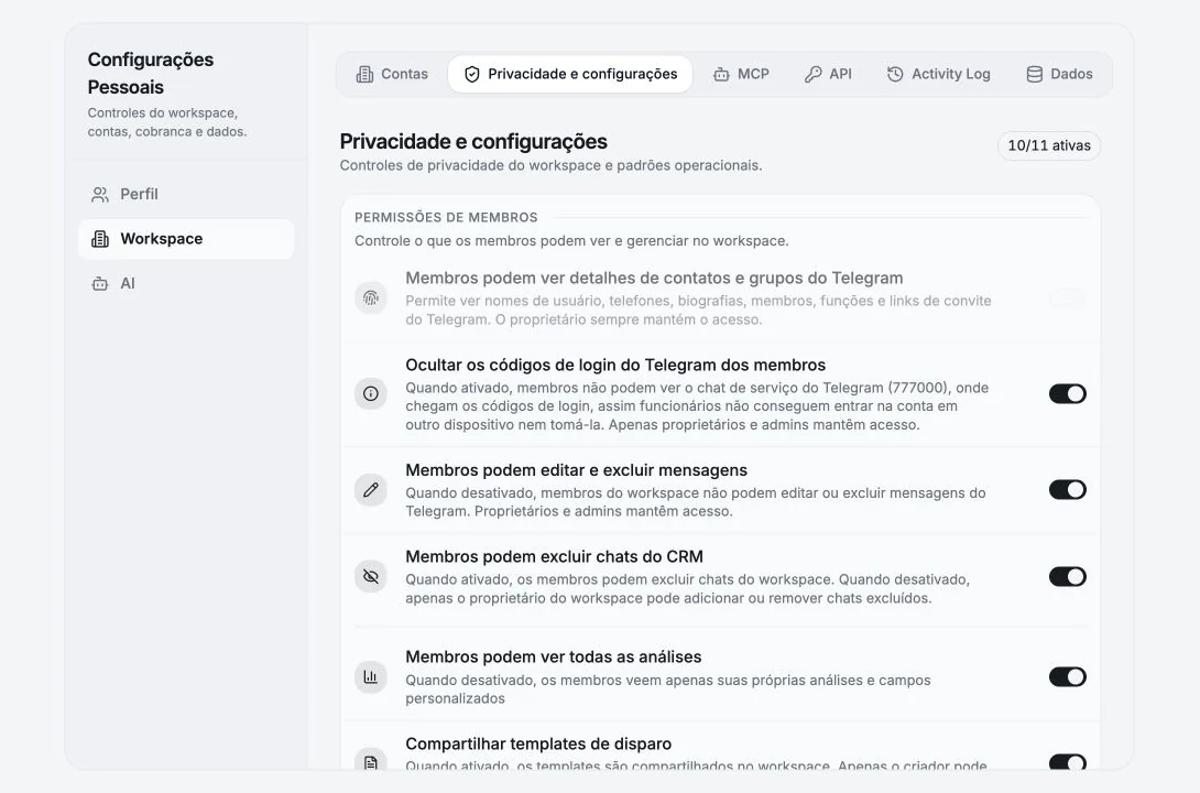 Segurança, proteção e privacidade da conta desde o design